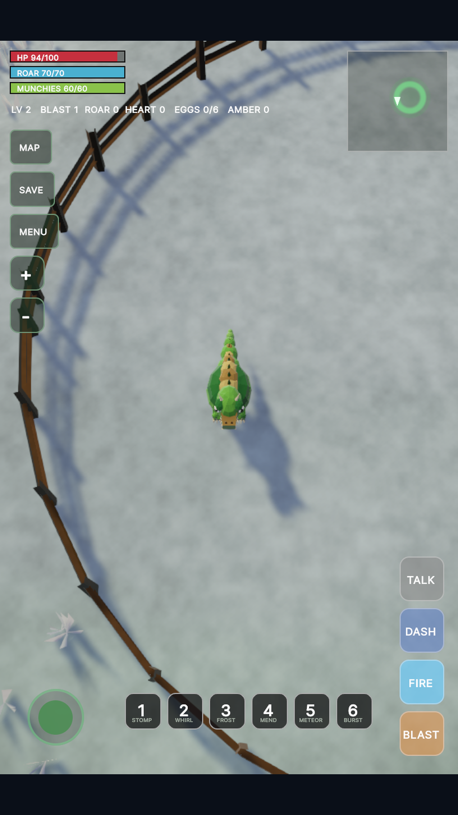Jimmo in Frostfang Tundra, with the touch interface