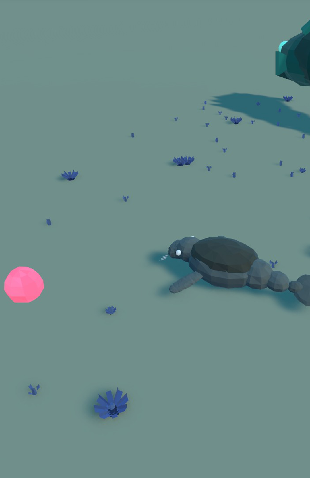 Barbara firing an underwater shot at an enemy turtle