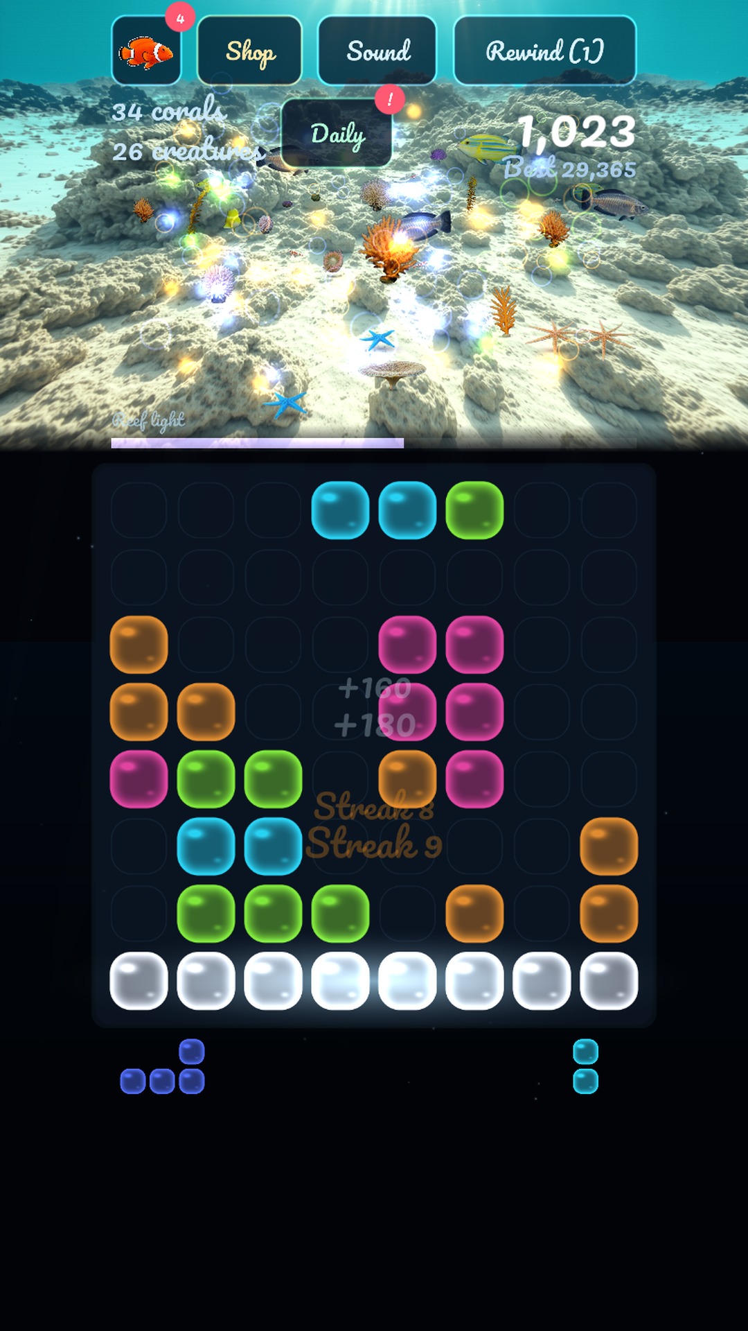 A cleared board with the pieces changing to a new look